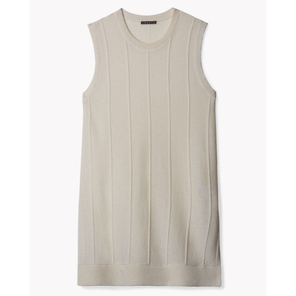 THEORY 100% cashmere Ivory 'Meenaly' sleeveless top sweater